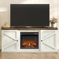 VASAGLE Fireplace TV Stand for TVs up to 65 Inches 18-Inch ELectric Fireplace with Remote Farmhouse Entertainment Center Media Console Table for Living Room Rustic White and Honey Brown ULTV540W01