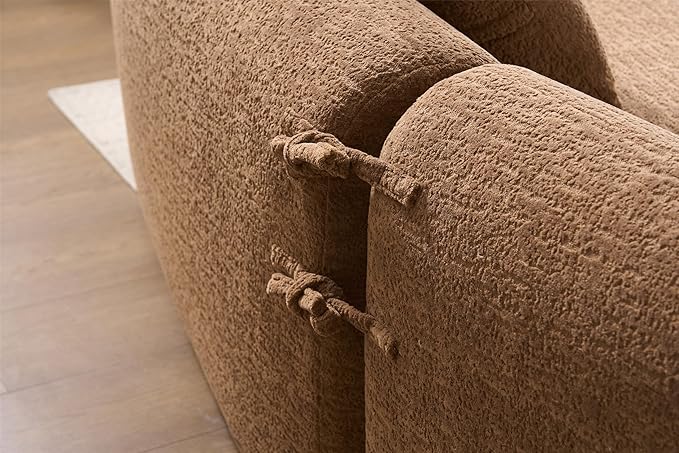 Modern Curved Boneless Sofa 110 Compression Modular Chenille High-Density sponge Sectional Couch with 4 seats No Assembly Required Lounge Sleeper Sofa for Living Room Apartment (Caramel)