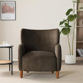 Christopher Knight Home Dolly Mid-Century Modern Velvet Upholstered Wingback Club Chair Living Room Lounge Chair for Relaxation Reading Armchair Solid Wood Living Room Accent Chair Dark Brown