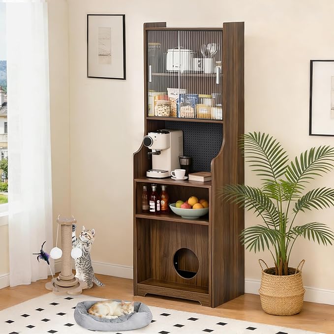 Fold Out Desk with Storage Craft Storage Cabinet Murphy Desk Extendable Hidden Desk for Small Space Cat Bed Table with LED &amp Pegboard Multi-functional Secretary Desk for Home Office Living Room