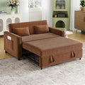 Sleeper Sofa with Pull Out Sofa BedCorduroy Futon Sofa Bed with 3 Level Adjustable Backrest &amp Storage Pockets and 2 Toss PillowsModern Couch Bed for Living RoomBedroom（Brown）