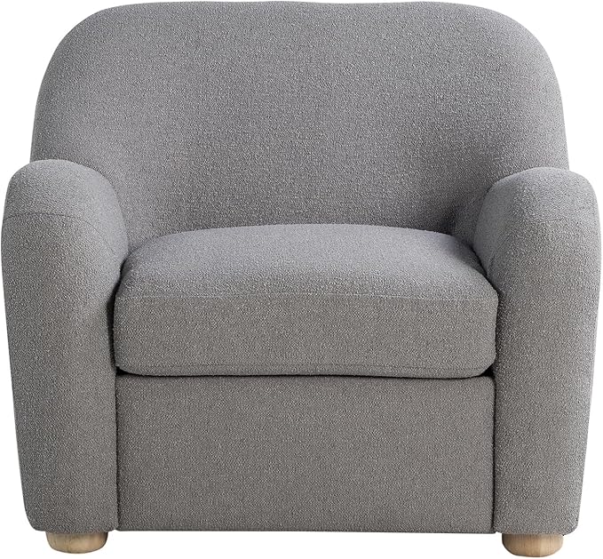 Studio Living® Jennifer 36.6 Arm Chair Modern Style Pocket Coil Comfort Natural Wood Legs Boucle Fabric Gray