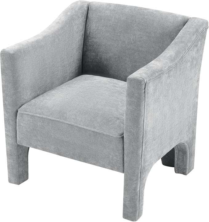 Christopher Knight Home Nory Modern Accent Chair with Arms Comfy Chenille Upholstered Barrel Armchair Extra Seating Lounge with Wood Frame Single Sofa for Living Room/Bedroom Grey