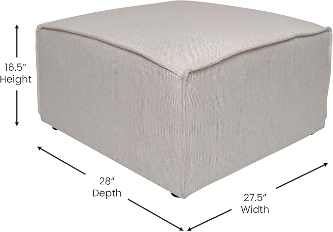 EMMA + OLIVER Farmount Modular Ottoman for Sectional Sofa Modular Footrest Cream