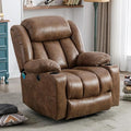 Manual Swivel Glider Rocker Recliner Chair with Heated Massage 360° Swivel Overstuffed Reclining Chair with 2 Cup Holders Side Pockets &amp USB Ports for Living Room Brown