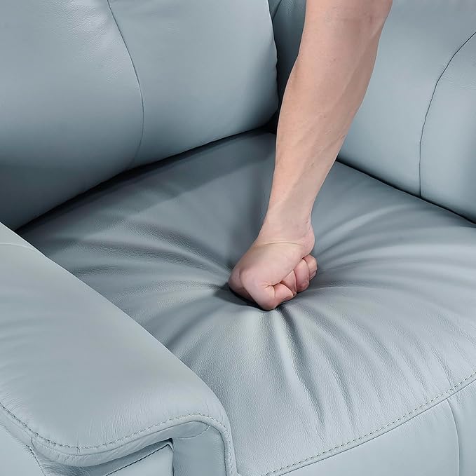 Lexicon Swivel Glider Recliner Chair Comfy Nursery Glider Top Grain Leather Match Recliner Manual Reclining Chair for Living Room/Office/Apartment Blue