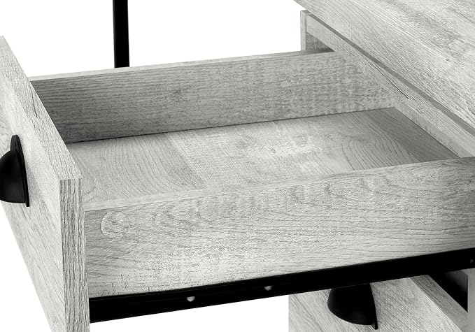 Computer Desk Home Office Laptop Storage Drawers 55 l Work Grey Laminate Black Metal Contemporary Modern