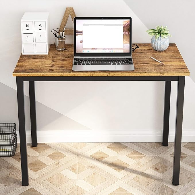 DlandHome 31.5 inch Computer Desk Home Office Table Writing Desk Study Table Gaming Desk Workstation (31.5 inch Rustic Brown)