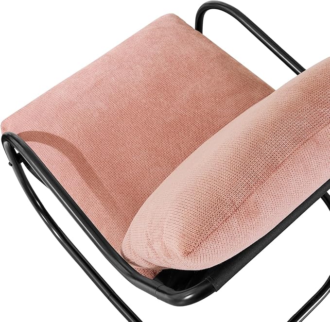 Peace nest Modern Accent Chair Comfy Living Room Suspended Chair Bedroom Armchair with Mental Frame Comfortable Upholstered Cushion for Balcony Lounge Reading Meeting Room Pink