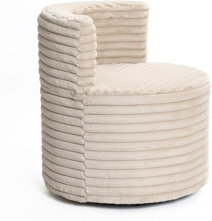 LuxenHome Swivel Barrel Accent ChairModern Upholstered Boucle Armless Chair with 360 Degree for Living Room Bedroom NurseryElegant Comfy Single Sofa Club Chair with Soft Padded ArmrestLight Brown