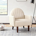 Leather Accent Chair Mid Century Modern PU Leather High Back Armchair for Living Room Chairs with Solid Wood Legs for Small Spaces Bedroom Office (Khaki 29.53 D x 29.53 W x 34.65 H)