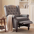 MANBUR Wingback Pushback Recliner Chair Upholstered Tufted Recliner with Massage and Heat Tufted Armchair Single Sofa Reclining Sofa for Living Room Bedroom or Club (Gray)