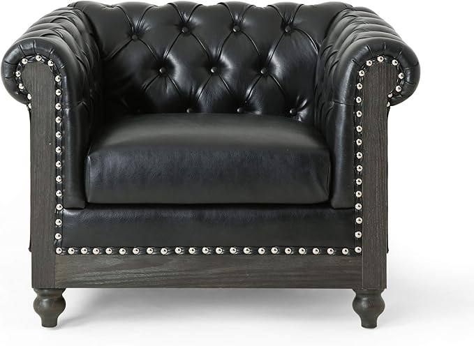 Christopher Knight Home Castalia Club Chair Pine Midnight Black + Dark Brown