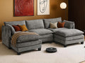 111” Modular Sectional Sofa L Shaped Cloud Couch with Ottoman Chenille Deep Seat Sofa with Pillow for Living Room Bedroom and Apartment5 Seats Light Grey