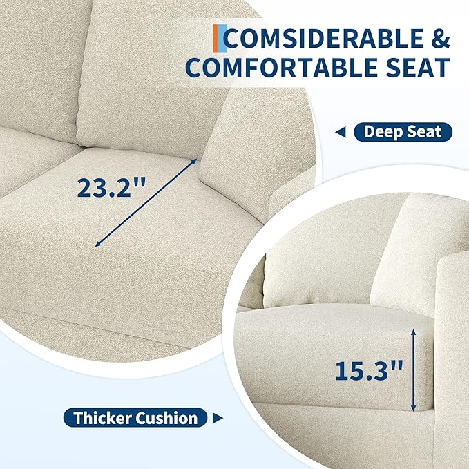 80 Modular Sectional Loveseat Sofa Bed No-Assembly Boneless Cloud Couch with Reversible l-Shape Chaise Non-Slip Deep Seat Chenille/Corduroy Sleeper for Small Living Spaces