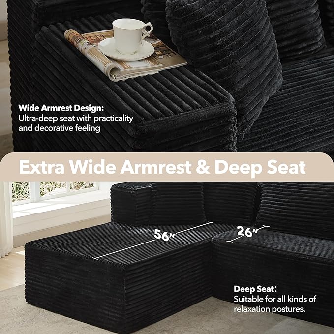 Garvee Modular Sectional Sofa Cloud Sectional Couch 106 Comfy Fluffy L Shaped Couches for Living RoomOversized Sofa Sleeper with Deep Seat No Assembly Required