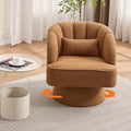 Mid Century Modern Swivel Barrel Chair - 360° Swivel Accent Chair with Plush Velvet Upholstery &amp Wide Cushioned Seat Round Lounge Sofa Chair for Living Room Bedroom Office (Brown 1 PCS)