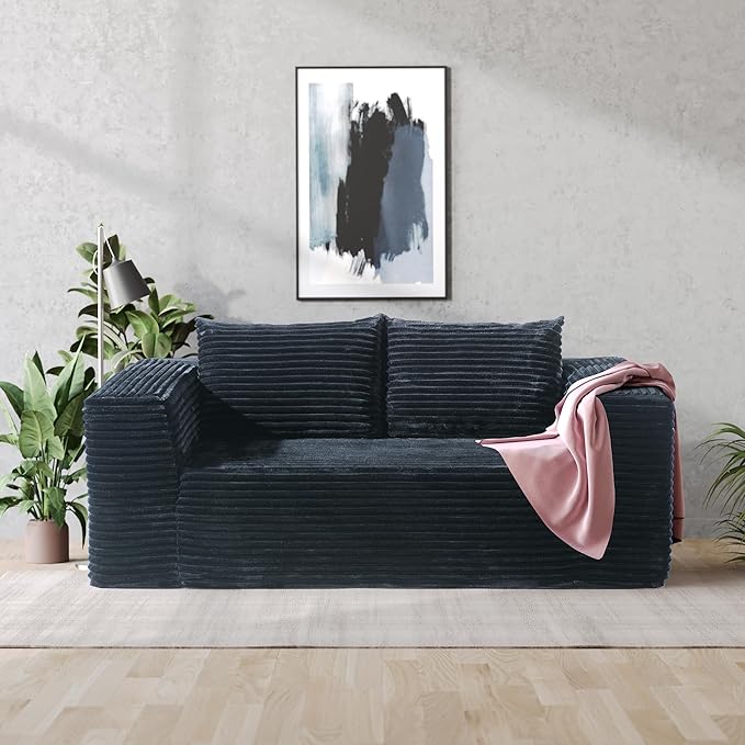 TeQsli Loveseat Sofa 71 Foam Sofa in a Box Plush Corduroy Deep Seat Couch No Assembly Needed Modern Sofa for Compact Living Rooms Apartments and Offices