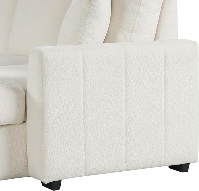 90 L-Shaped Sectional Sleeper Sofa with Reversible Storage Chaise Warp Knitted Fabric Upholstered Convertible Modular Couch with Acacia Wood Frame Drop-Down Center Back Cup Holders (Beige-12.30)