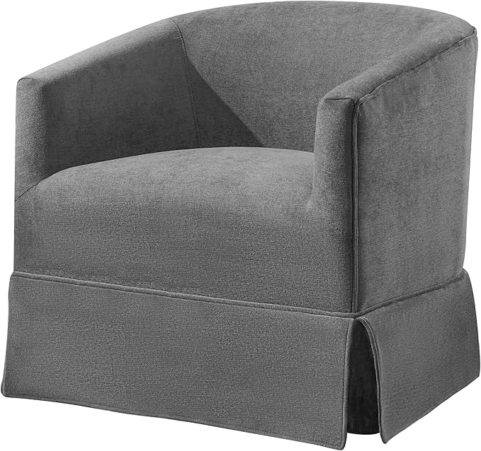 Swivel Accent Chair for Living Room 360° Upholstered Barrel Swivel Chairs with Skirted Base Modern Linen Armchairs for Bedroom Reading Nook Small Space Grey