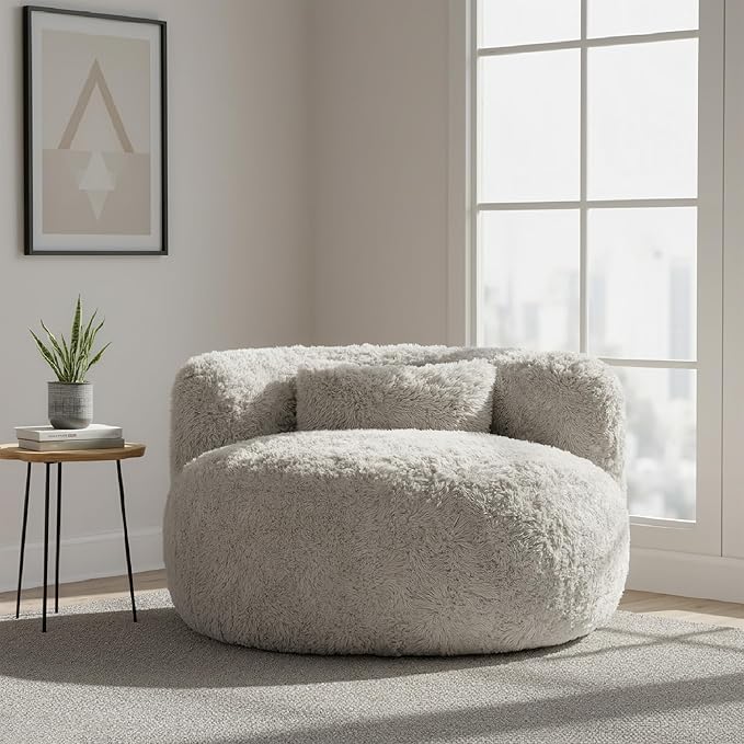 CHITA Compact Expandable Lounge Chair with Pillow Ideal for Living Room Fog