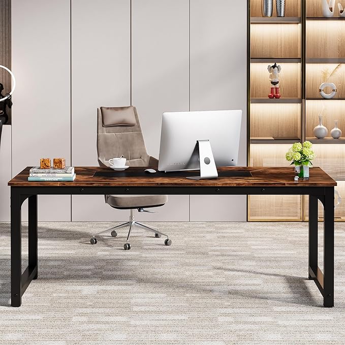 Little Tree 78.7 Inch X Large Executive Computer Desk Home Office Workstation