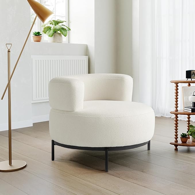 Acanva Modern Accent Chair with Wool-Like Fabric Metal Legs Reading Leisure Single Sofa for Living Room Bedroom Waiting Room Armchair