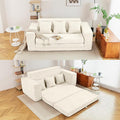 HOMREST 76 Convertible 3-Seat Sleeper Sofa Pull Out Sofa Bed 2 in 1 Folding Floor Sofa Oversized Corduroy Upholstered Boneless Couch with 3 Pillows for Living Room Bedroom (Beige)
