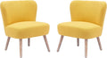 Costaelm Bedroom Accent Chairs Set of 2 Upholstered Fabric Chairs Makeup Vanity Chair Teddy Fuzzy Chair and Sherpa Chair for Living Room Reading Room Dining Room Office Mustard