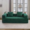 Convertible Couch Sofa Bed Foldable Floor Sleeper | Modern Fold Out Couch | Removable Backrest &amp Armrests | No Assembly Compression Sofa Sleeper for Living Room Bedroom | Corduroy Fabric Green