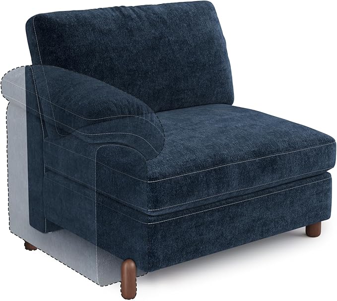 SITJOY Oversized Sectional Couches for Living Room Extra Large Deep Seat Couch with Washable Covers Chenille in Blue Right-Arm Connecting Armless Sectional