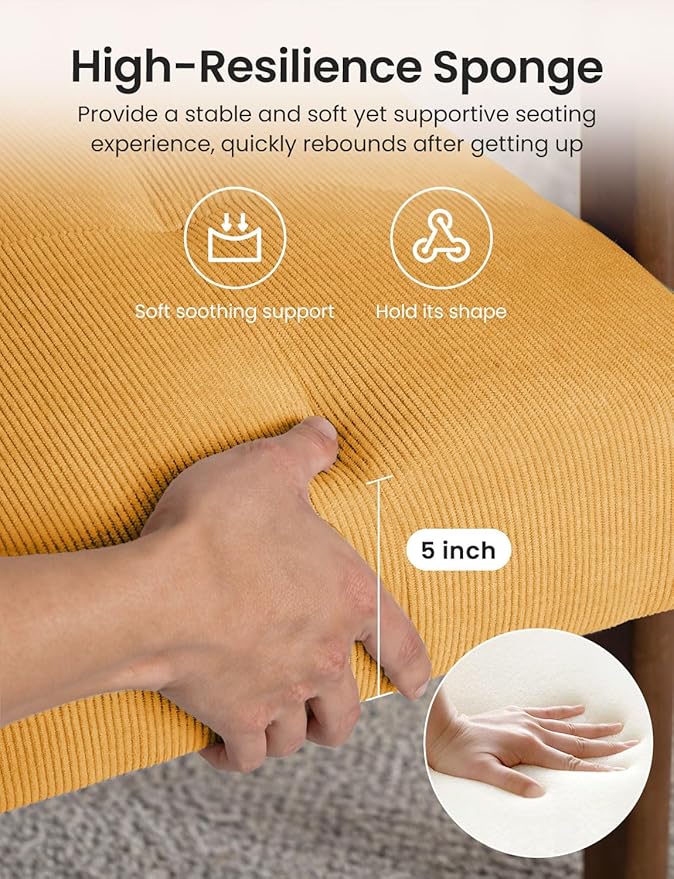 Mid Century Modern Accent Chairs for Living Room Comfy Bedroom Chairs for AdultsSmall Wide Reading Nook Arm Chair 105° Ergonomic Cozy Ginger Corduroy Armchair with Rubber Wood