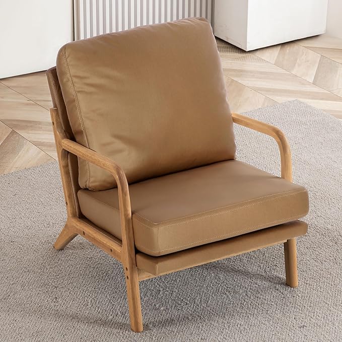 Mid Century Modern Accent Chairs for Living Room 23” Wide Comfy Chair for Bedroom Small Cozy Reading Chairs for Adults 108° Lounge Arm Chair Indoor with Detachable Cover 5.5 Foam Cushion