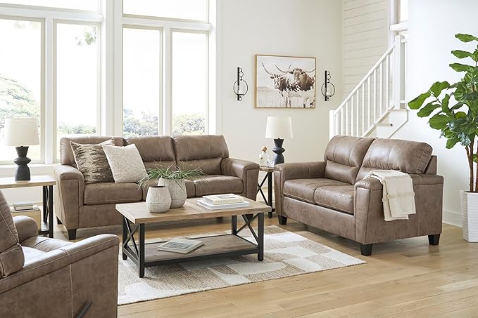 Signature Design by Ashley Navi Modern Loveseat with Removable Cushions Dark Brown