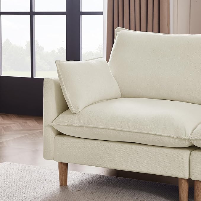 CHITA Modular Sectional Couch L-Shaped Oversized Cloud Couches for Living Room Mid Century Modern Sectional Sofa Comfy Chenille Sofas with Removable Cushions Cream