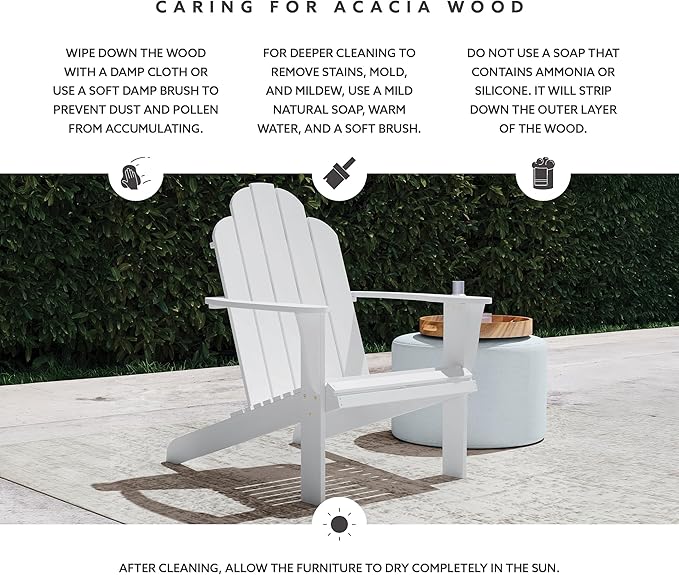 Linon White Adirondack Chair 30.4 wx37.6 dx37.8 h