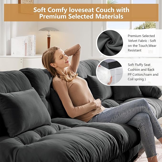 Aoowow Modern Modular Sectional Sofa173.2 Oversized 4 Seater U-Shaped CouchChenille Cloud Couches for Living RoomTufted 4 Seat Cloud Sofa Deep Seat (Chenille Grey 4 Seater with 2 Ottomans)