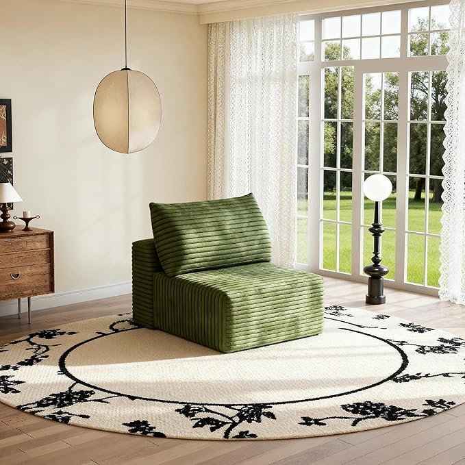 37 Plush Corduroy Ottoman Upholstered Cloud Ottoman for Modular Sectional Couch No Assembly Required Compressed Memory Foam Ideal for Living Room Bedroom and More
