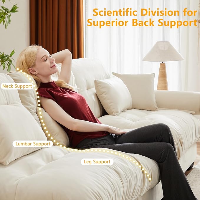 Loveseat Sofa 2 Seater Modular Sectional Sofa Large U Shaped Sectional Couches for Living Room Fluffy Couch Love Seat Velvet Cloud Couch with Ottoman Deep Seat Sofas for Living Home Cream
