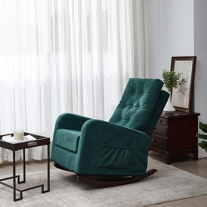 Generic Accent Chair TV Chair Living Room Chair Lazy Recliner Comfortable Fabric Leisure SofaModern High Back Armchair Antique Green