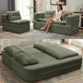Convertible Sleeper Sofa Bed with Chaise Lounge Set80 King Folding Mattress Cloud Floor Loveseat CouchCorduroy Boneless Sectional Couch for Living Room Bedroom ApartmentGreen