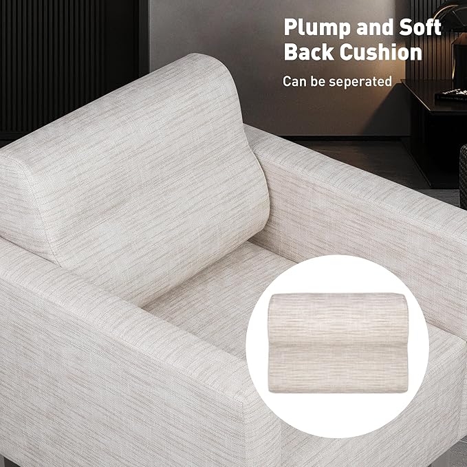 Modern Leather Accent Chair Set of 2 for Living Room Oversized Single Sofa Chair with Stainless Steel Frame Comfy Side chair with Wide Backrest and Armrests for bedroom Office Waiting Room White