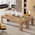 Tribesigns 78.7-Inch Extra Long Computer Desk Two Person Desk Double Gaming Table for 2 People Workstaion for Home Office Rustic Brown (Set of 2)