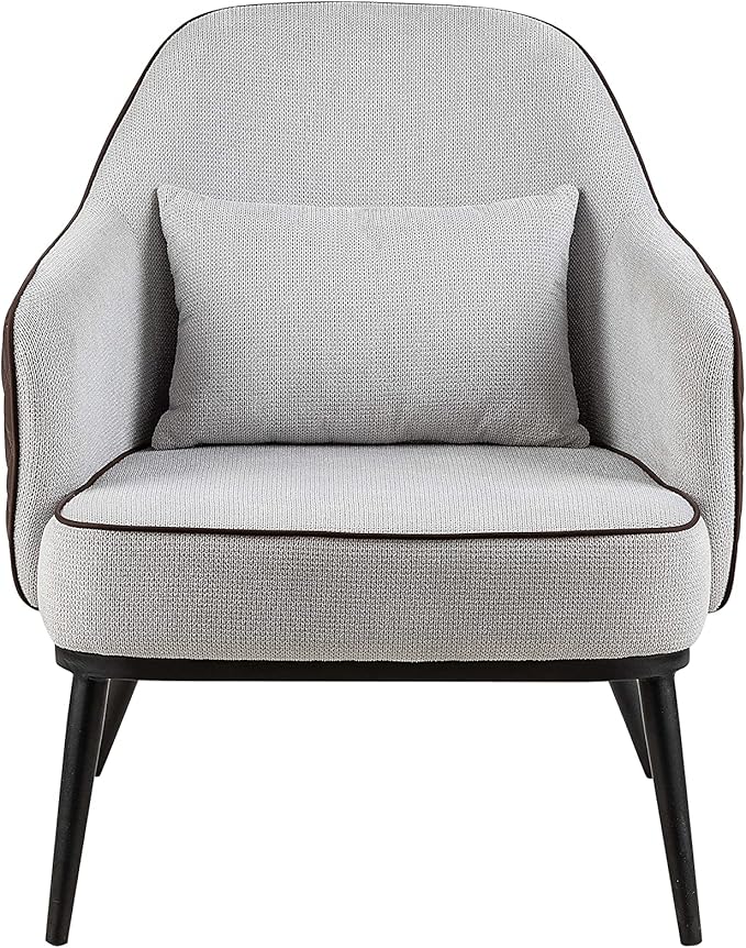 Furniture of America Dania Mid-Century Modern Tufted Faux Leather Accent Chair for Living Room Bedroom Home Office Gray