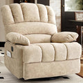 COOSLEEP Oversized Manual Swivel Rocker Recliner Chair Extra Wide Glider Rocker Recliner for Big and Tall Overstuffed Lazy Recliner Chair with High Back Single Sofa Chair for Living Room(Beige)