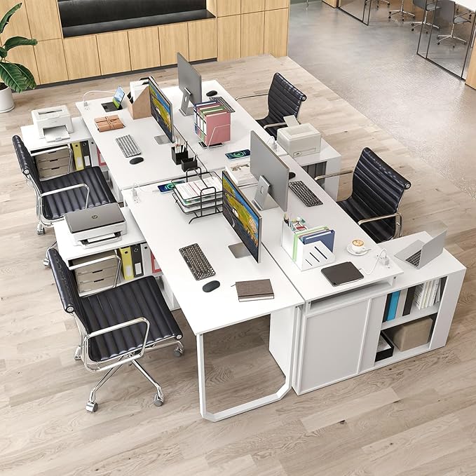 Tangkula 55 Reversible L Shaped Desk with 3 Drawers Home Office Desk with Adjustable Shelf &amp Power Outlet Study Writing Table Computer Workstation for Small Space Corner Desk (White)