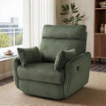 Swivel Recliner Chair for Adults Corduroy Nursery Glider Rocking Chair Armchair with 2 Pillows Comfy High Back Reclining for Small Spaces Nursery Bedroom Living Room (Corduroy Green 1 Pack)