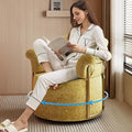 Swivel Accent Chairs for Living Room 360 Swivel Barrel Chair with Arm for Bedroom Upholstered Round Chair &amp Corner Chairs with Gold Frame for Small Spaces Chenille (Yellow)