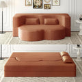 2 in 1 Folding Floor Couch Sofa Bed with 2 Pillows Convertible Sleeper Sofa Modern Full Mattress for Living Room Guestroom Plush Corduroy Floor Sofa BedNo Assembly RequiredOrange