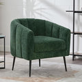 Modern Accent Chair Chenille Upholstered Accent Single Sofa with Metal Legs Tufted Lounge Chair with Wraparound Backrest Leisure Armchair for Living Room Office (Green)